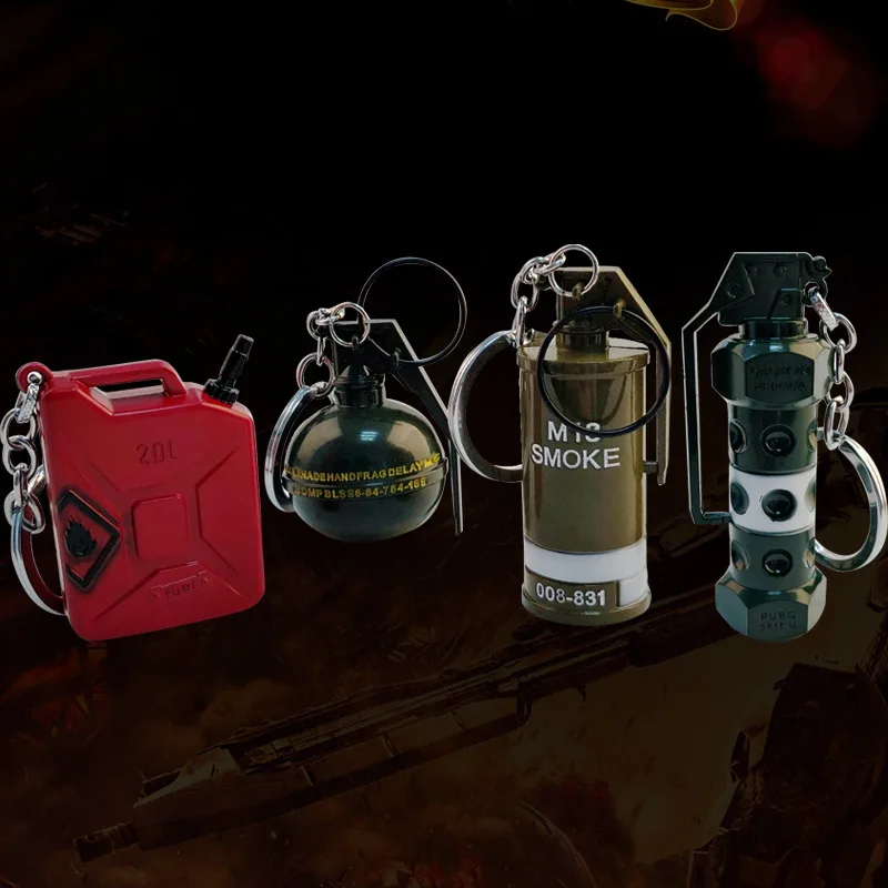 

Game PUBG Key Holder Chain Playerunknown's Battlegrounds Keychain Stun Grenades Gun Arms Key Ring Black Pendant Accessories Gift