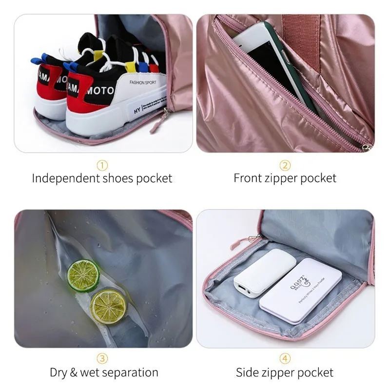  2019 Waterproof Luggage Shoulder Bag Sports Double Zipper Travel Duffle Bag For Women Nylon Trainin - 33022389170