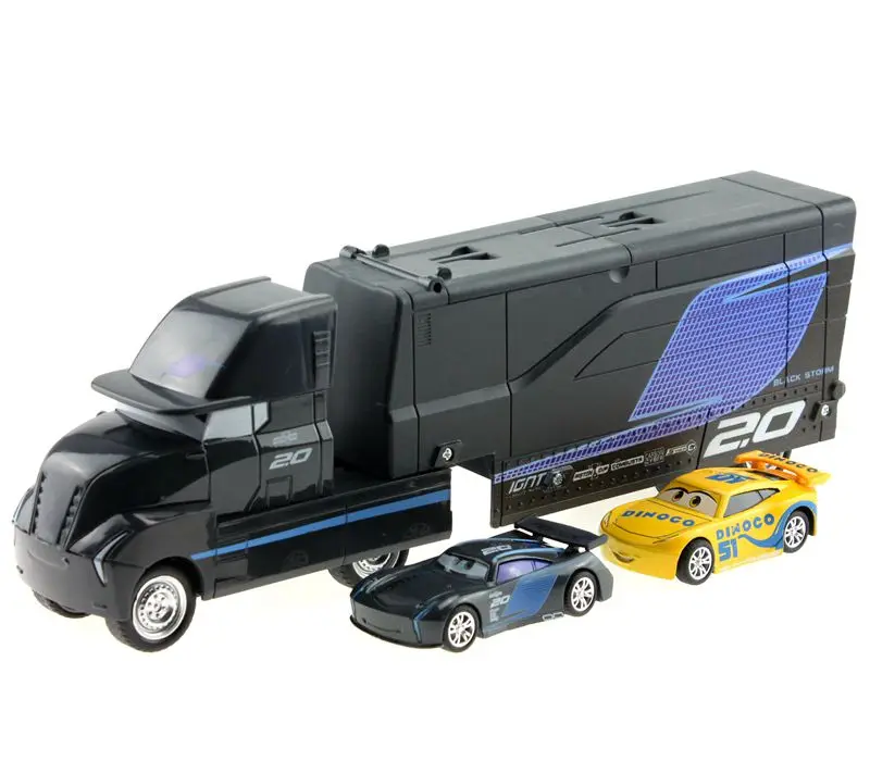 Koop Disney Pixar Cars 3 stks partij Jackson Storm Cruz Ramirez Mack Truck 155 Diecast Metalen Legering En Plastic Modle Auto Speelgoed Voor Kids