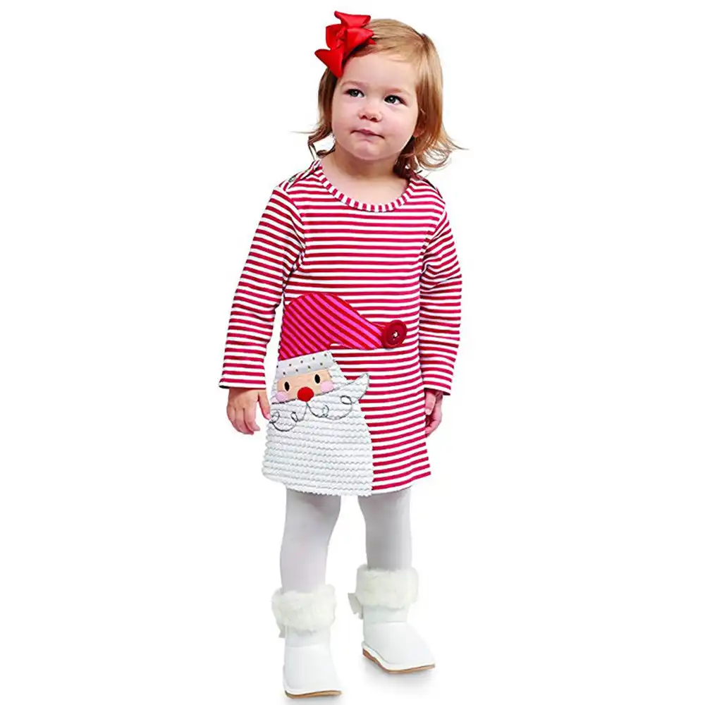 Toddler Kids Baby Girls Deer Striped Princess Dress Christmas Outfits Clothes