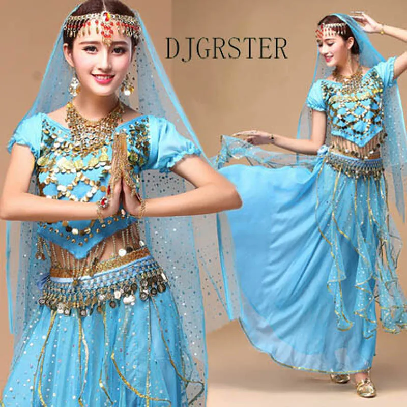 

DJGRSTER Costume Bollywood Costume Indian Dress bellydance Dress Women Belly Dancing Costume Sets Tribal Skirt 2-3pcs/set