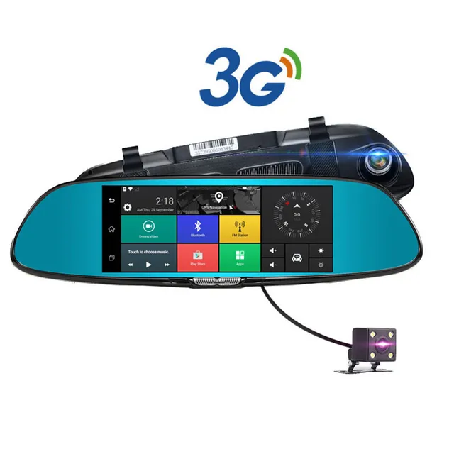 Best Price Ecartion 3G 7 inch Android Car Camera GPS Navigation Bluetooth Car DVR Wifi Video Recorder Dual Lens Dash Cam Full HD 1080P 