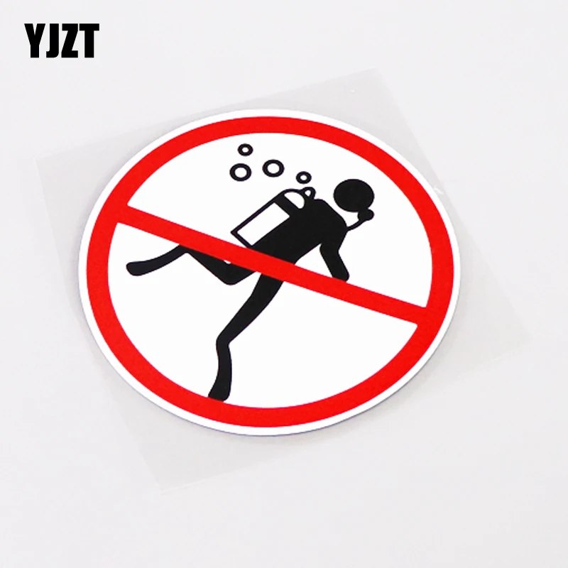 

YJZT 10.2CM*10.2CM Funny Warning Mark Prohibit Diving PVC Car Sticker Decal High-quality 13-0709