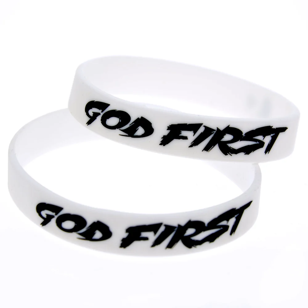 OneBandaHouse 50PCS/Lot Religious Beliefs Bracelet God First Silicone