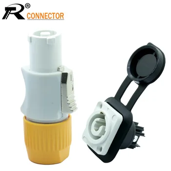 

5Sets/lot Waterproof 3 Pin Powerconnector Male Plug+Female Jack Panel Mount IP65 AC Power Connector for LED Large Screen