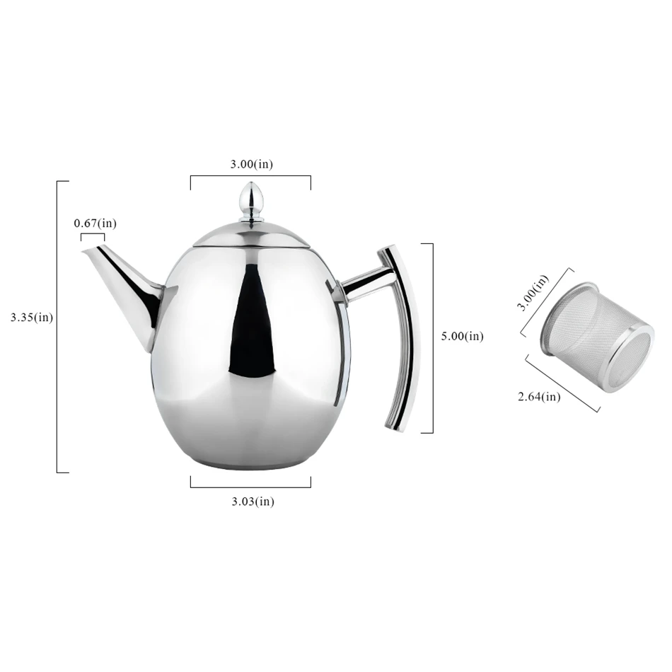 TTLIFE 1000 мл/1500 мл, прочный чайник, чайники для кофе, серебристый чайник для холодной воды, чайник с ситечком, кухонные чайные инструменты для дома