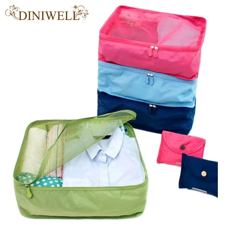 DINIWELL Foldable Portable Nylon Mesh Storage Bags For Clothes Travel Pouch Luggage Organizer