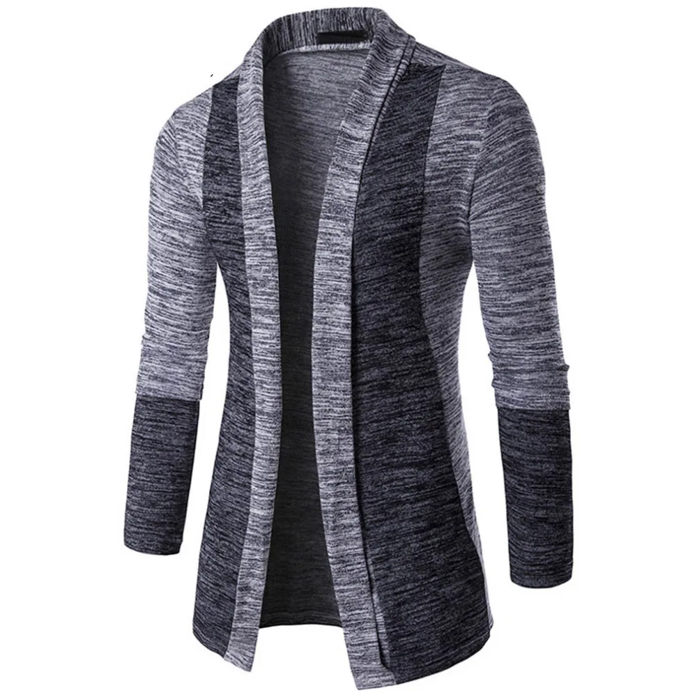 Meilleur Nouveauté hommes Patchwork chandail mode motif conception à manches longues Cardigan Robe pull mince pull décontracté