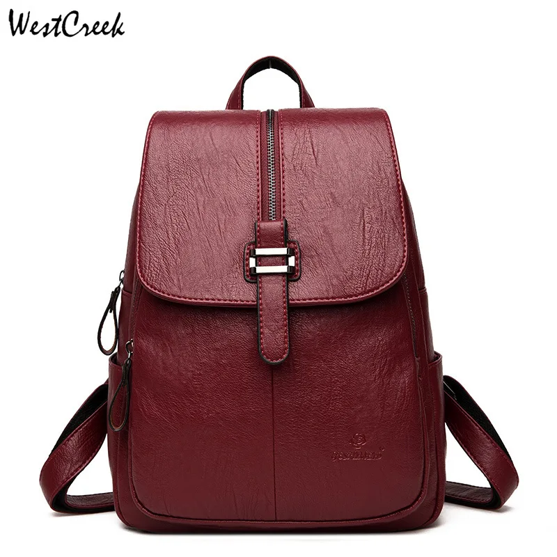 

WESTCREEK Brand Anti Theft Soft PU Leather Casual Backpack Women Shoulder Bag Travel Ladies Small Bagpack School Bags for Girls