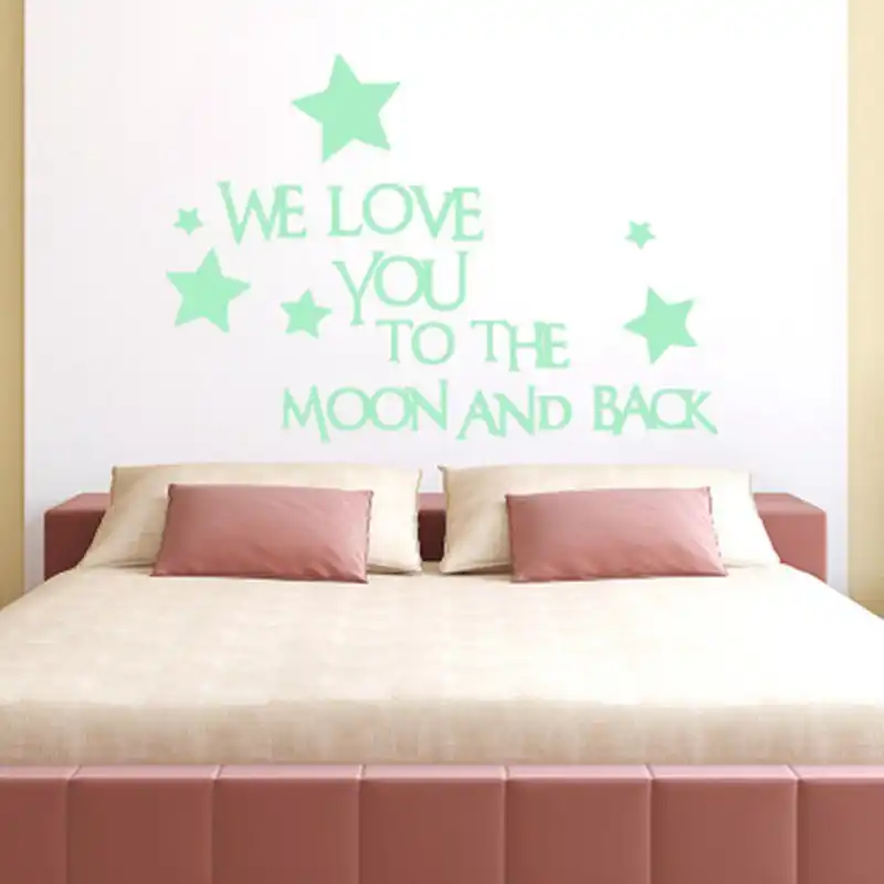 Наклейка с надписью We Love You to The Moon and Back Star|Наклейки на стену| |