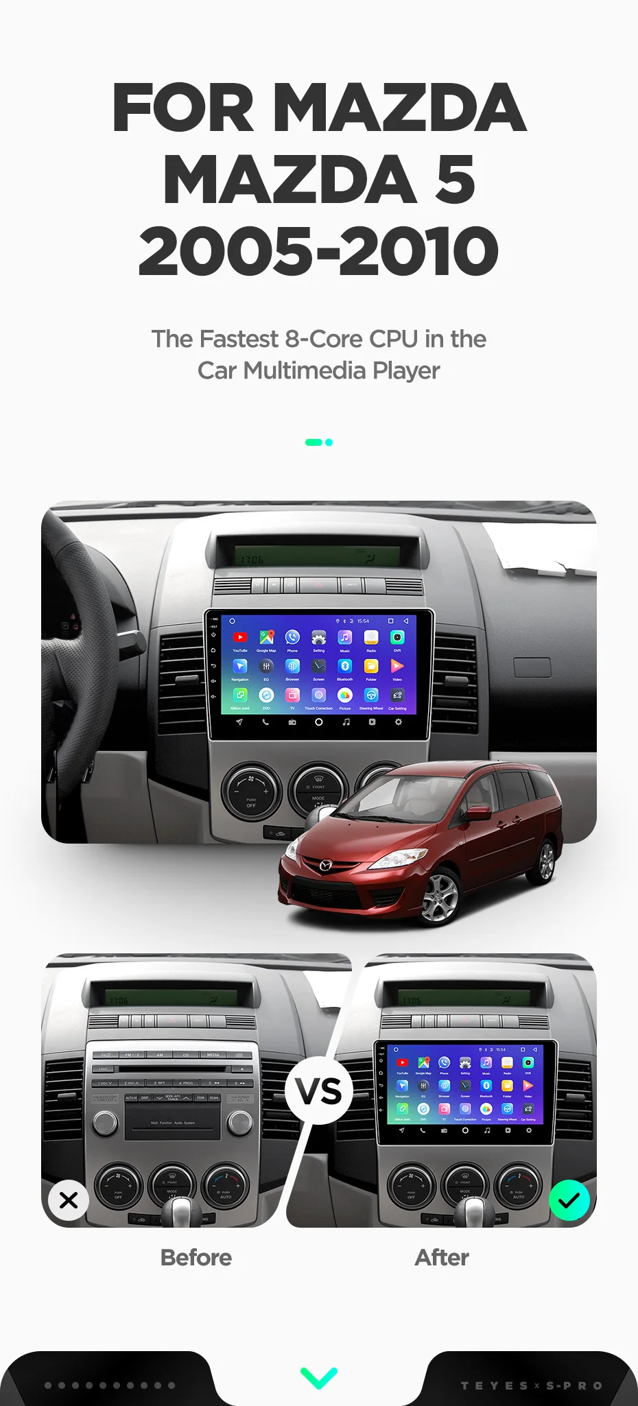 Perfect TEYES SPRO For Mazda 5 2005-2010 Car Radio Multimedia Video Player Navigation GPS Android 8.1 Accessories Sedan No dvd 2 din 6