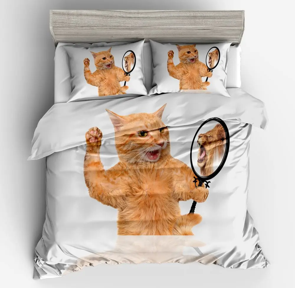 Lai Yin Sun Drop shipping Duvet cover sets Pillow cases Cartoon Cute Cat with a Lions Heart HD digital 3d Animal bedding set Lai Yin Sun Drop shipping Duvet cover sets Pillow cases Cartoon Cute Cat with a Lions Heart HD digital 3d Animal bedding set