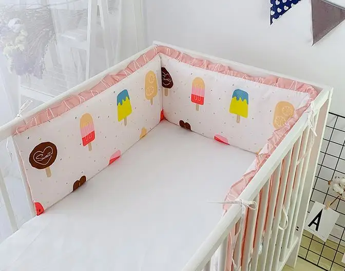 180CM Baby Bed Bumpers Cotton Print U-Shaped Crib Around Cot Protector Cushion Infant Anti-collision Pillow Newborn Room Decor