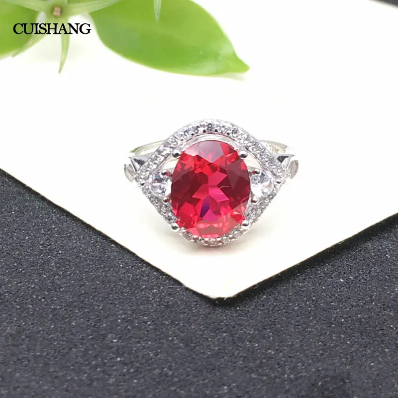 

CSJ Ruby Rings 925 Sterling Silver Jewelry Creatd gemstone Syn.Ruby fine Jewelry Wedding Bands for Women Gift