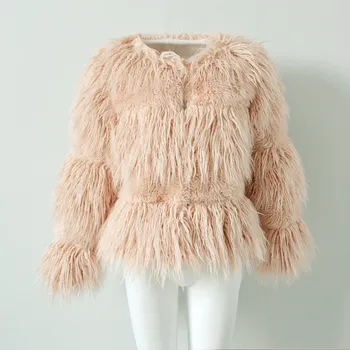 

T0738 New Fashion Imitation fur coat Autumn &Winter Women Clothes Mongolia Sheep Fur coat Lady Casual Jacket coat