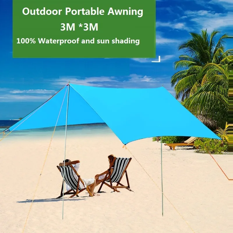 Shading canopy 3mx3m waterproof beach tents multi person awning outdoor