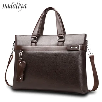 

2018 Brand Business Men Briefcase Bag maleta pu Leather Black Luxury Designer Laptop Bag Office Large Capacity Briefcase man bag