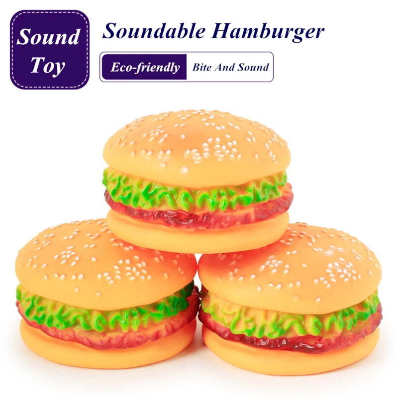 

JCPAL Realistic Soundable Hamburger Dog Toys Intellectual Dog Training Chew Toys Hamburger Eco-friendly Interactive Dog Toys