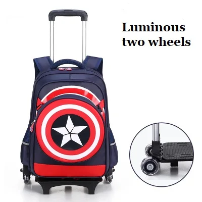 Чемодан для мальчиков с рисунком из мультфильма, сумка для школьников, чемодан на колесиках для детей, рюкзак для путешествий с изображением Капитана Америки - Цвет: 1PCS
