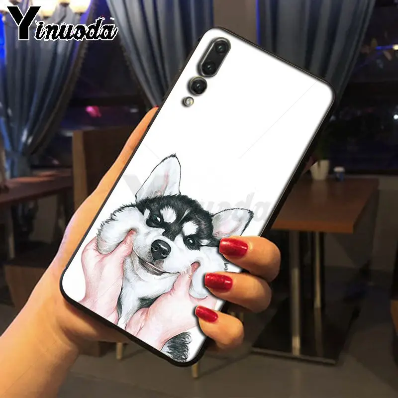 Yinuoda Husky dog черные мягкие Аксессуары для телефонов Чехол Huawei P20pro mate10lite p9 p10plus honor 8x 7A
