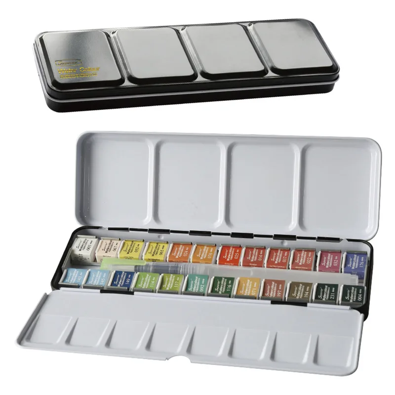 Kaufen 12 24 36 48 farben Solide Aquarell Farben Set Mit Pinsel Aquarell Pigment Für Set Kunst Liefert