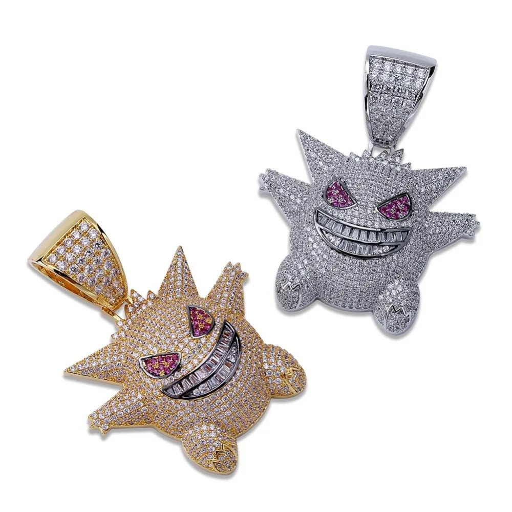 TOPGRILLZ شخصية Gengar قلادة قلادة الرجال مع تنس سلسلة الهيب هوب/الشرير الذهب الفضة اللون سحر سلسلة مجوهرات هدايا