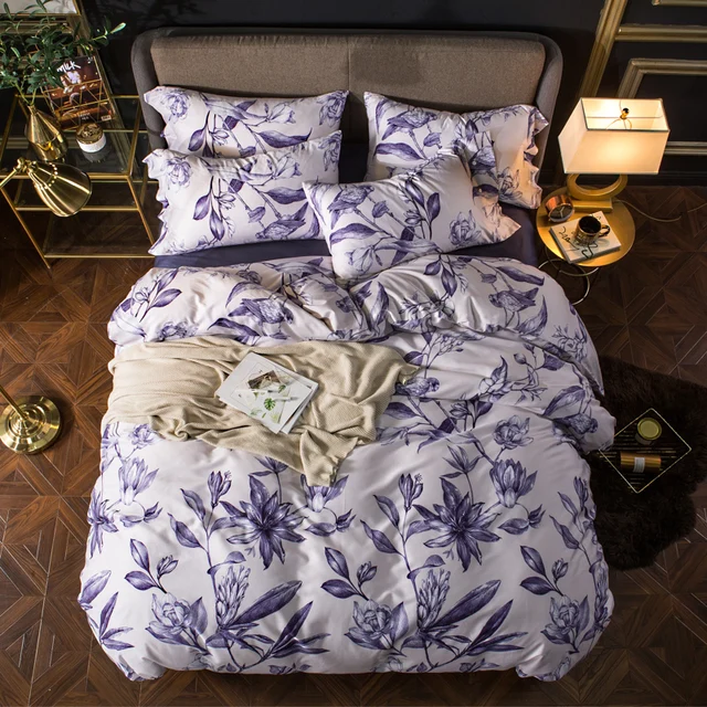 Aliexpress.com : Buy 2018 Purple Flowers Bedding Set 4Pcs ...