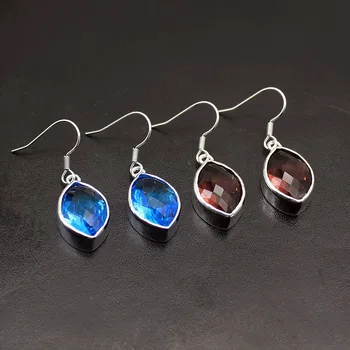 

Pretty Women Earrings Horse eye Shape 925 Sterling Silver set Natural Stone Wedding Party girl Earring Series EHBK-003