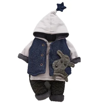 

Winter Baby Boys Girls Thick Warm WaistCoat + Sweatshirt + Pants 3Pcs Set Infant Kids Children Sports Suit Toddler Clothes G314