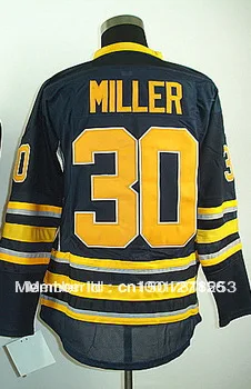 Free Shipping #30 Ryan Miller Men's Authentic Home Navy Hockey Jersey | Спорт и развлечения
