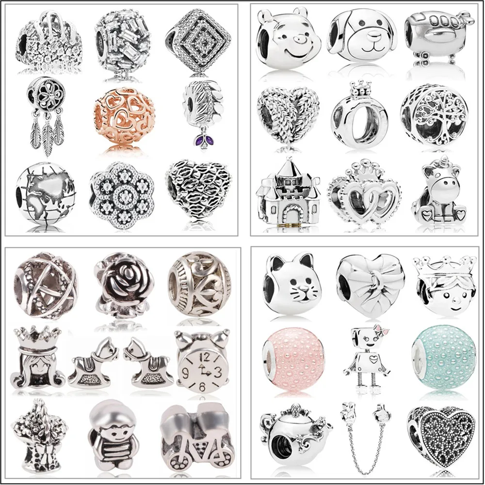 

Fit Original Pandora Bracelet Necklace DIY Women Jewelry New Sliver Plated Bead Mickey Fairytale Animal Love Charm