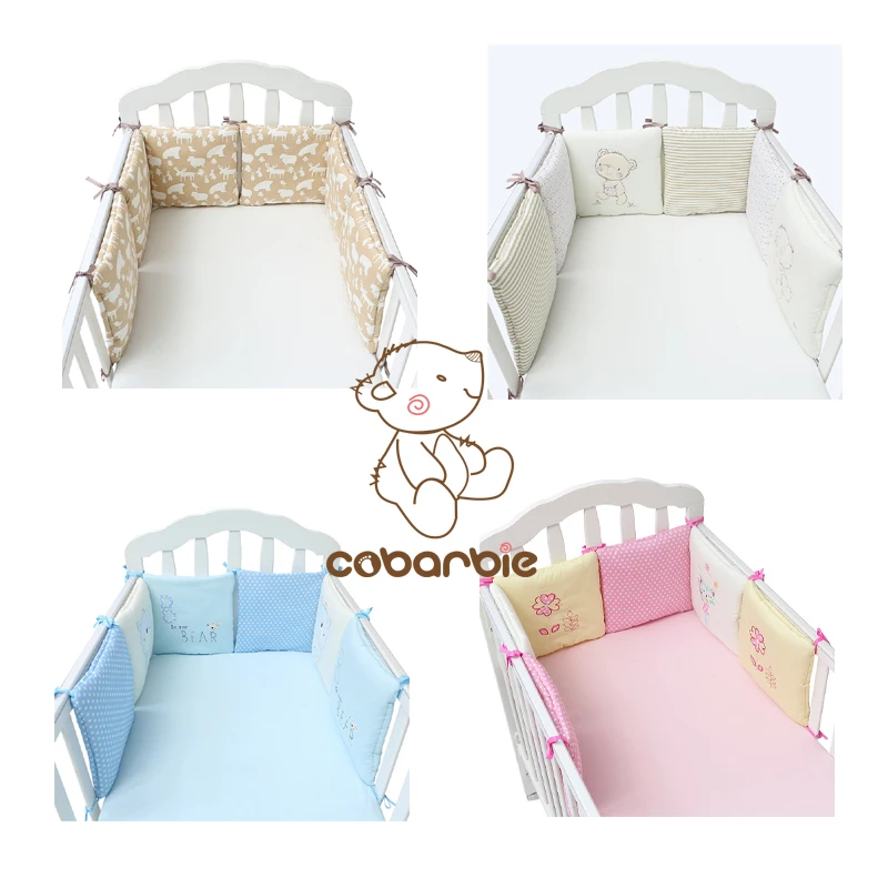 

6 pieces Infant Crib Bumper Baby Kids Cotton Cot Nursery bedding for boy and girl Bed Protector Liner