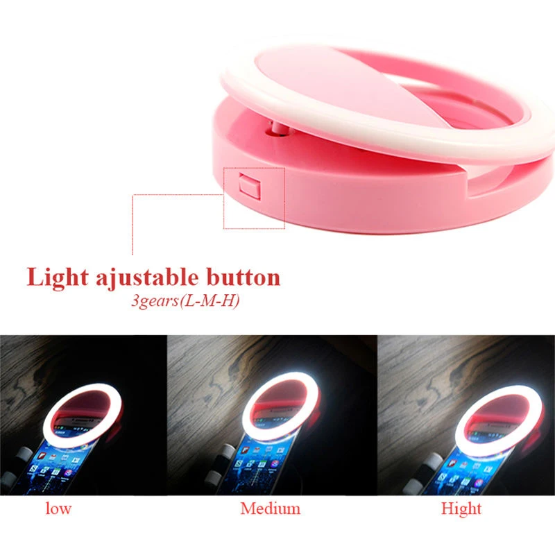 Selfie Ring Light 36 Led Clip-on Mini LED Self Portrait Fill-in Light 3-Mode 5600K For iPhone Samsung Xiaomi Huawei Oppo