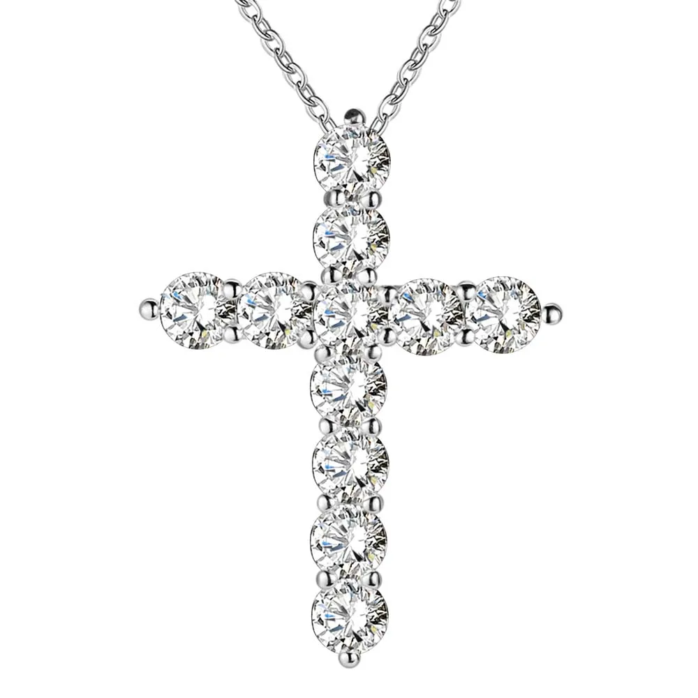Серебряное ожерелье, ювелирное изделие, женская свадебная мода, крест, браслет с кристаллами циркония, камень, кулон, ожерелье, Рождественский подарок n296