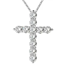 silver plated necklace jewelry women wedding fashion Cross CZ crystal Zircon stone pendant necklace Christmas gift n296