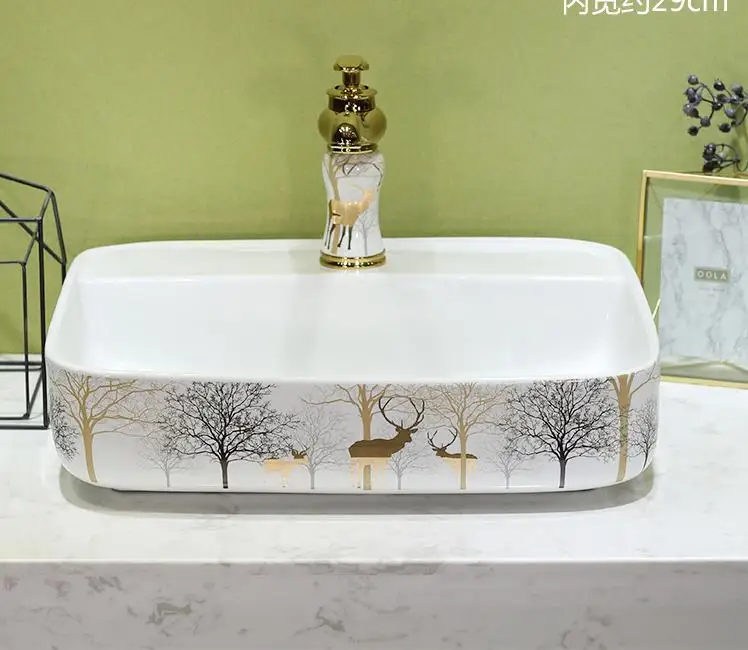 Овальный Европейский Винтажный стиль китайский художественный Умывальник Lavobo керамический шкаф для раковины в ванной умывальник - Цвет: only sink