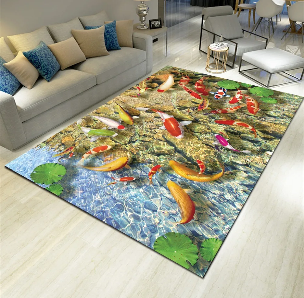 120 см* 180 см 3D 6 мм Европейский тип рыба узор серия гостиная ковер спальня ковер ванная комната Кухня Нескользящая Abworb водяное сиденье