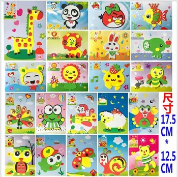 

12pcs/lot 2016 Cute DIY Handmade 3D Eva Foam Puzzle Sticker Self-adhesive Eva Crafts Toys Learning & Education Toys 17.5*12.5cm
