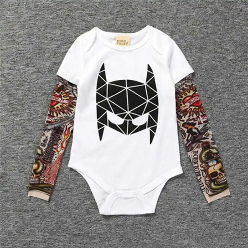 

Cute Baby bebes Boys Fashion Infant Long Sleeve Cotton Tattoo Floral Print bodysuit Jumpsuit Autumn Baby Boy Outfit Clothing Set