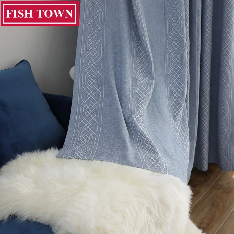 

FISH TOWN Decorative Window Drapes Simple Jacquard Curtains European Modern Curtains/Rideau Room/Bedroom/Livingroom