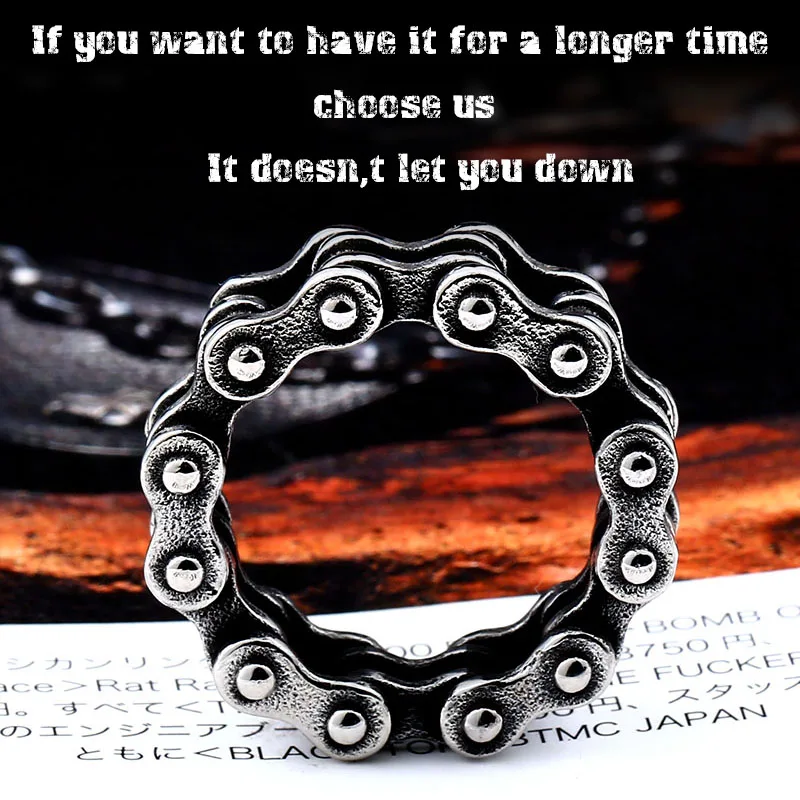 BEIER Stainless Steel Steel Link Motorcycle Chain Boy Rings Punk Rock Mens Biker Jewelry Love accessories Birthday Gifts BR8-514