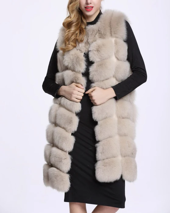ZADORIN, 90 см, роскошные женские куртки из искусственного меха, без рукавов, тонкий длинный жилет из искусственного меха, жилет из меха, теплое зимнее пальто для женщин, большие размеры - Цвет: Khaki