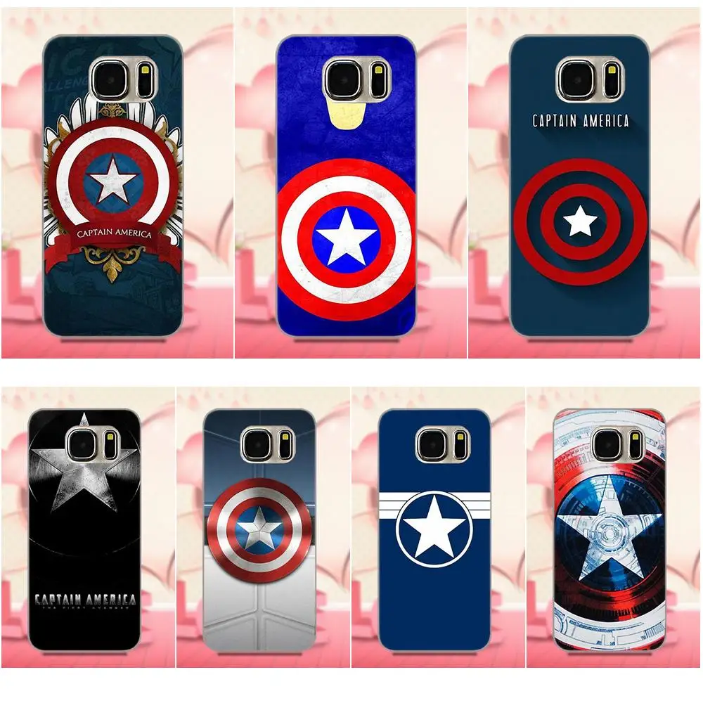 

Diwqxr For Galaxy A3 A5 A7 J1 J3 J5 J7 2016 2017 S5 S6 S7 S8 S9 edge Plus Cute Phone Cases Captain America Vintage Shield
