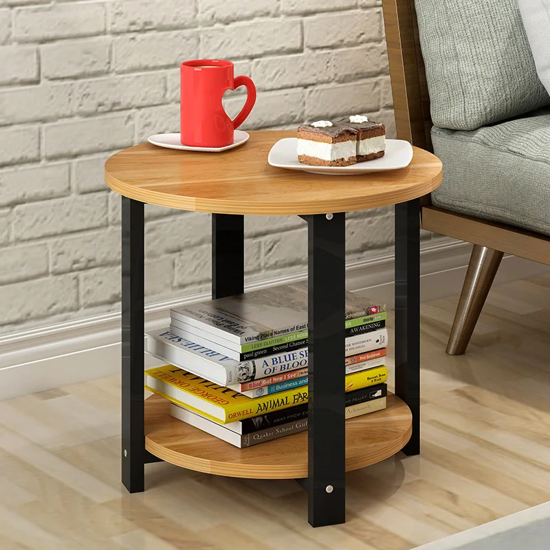 Высокое качество круглый журнальный столик 2 слоя боковой стол в сборе гостиная MDF+ стальной стол для хранения M L Размер