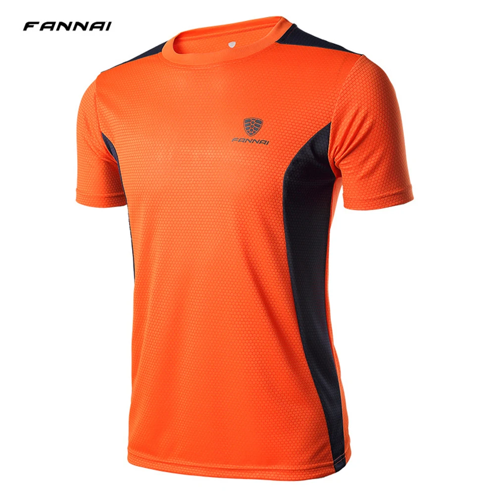 

FANNAI Short Sleeve Men's Sports Running Shirt Quick Dry Basketball Soccer Training T Shirt Men Gym Sportswear Ropa Deportiva