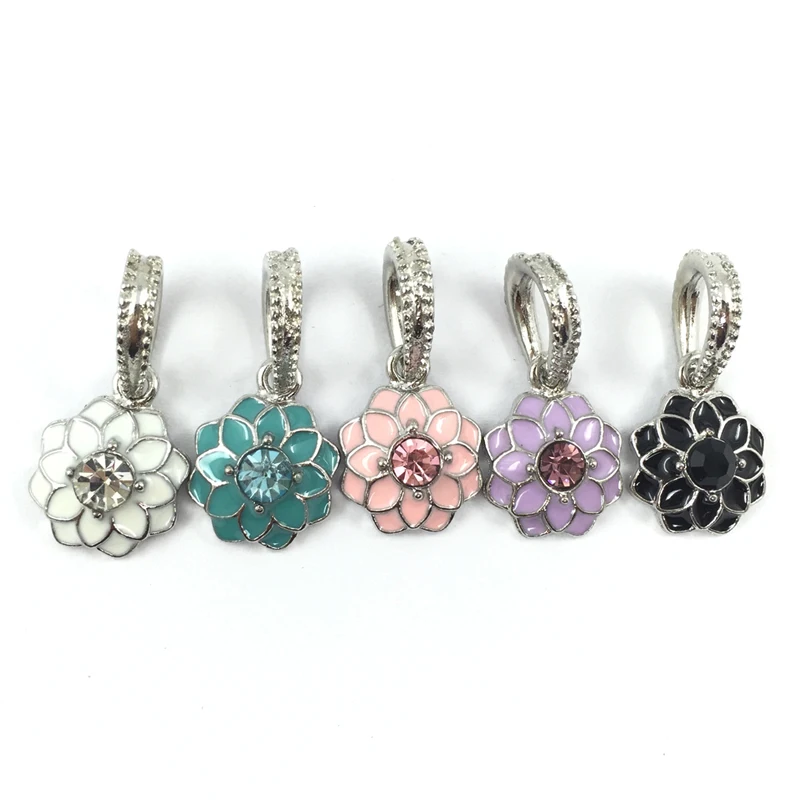 Blooming Dahlia Pendant Charm European Beads Fit Pandora Charms