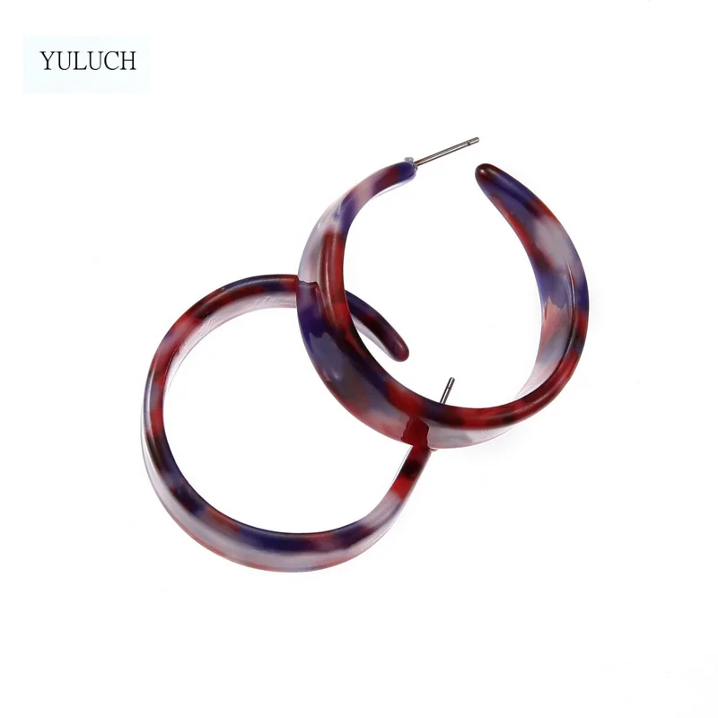 

YULUCH Resin earring 2017 New design double C shape Lady's earrings Brand