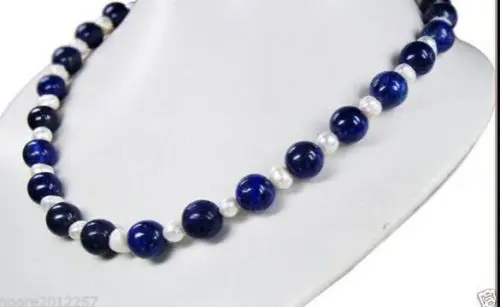 New Natural 7-8mm 10mm Egyptian Lapis Lazuli &amp Pearl Necklace 18''YL WW #@ | Украшения и аксессуары