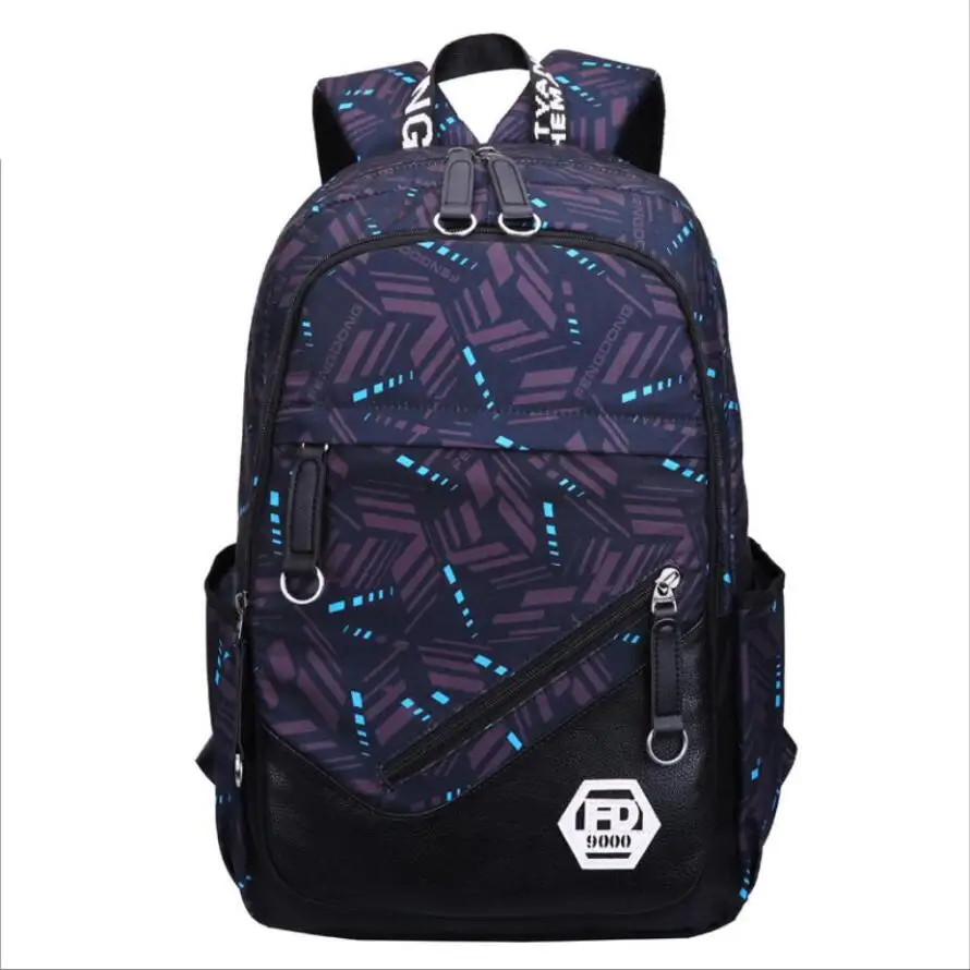 

Men Personality Pattern Fashion Backpack Large Capacity Male Students Oxford Cloth BookBag Leisure Travel Shoulders Computer Bag