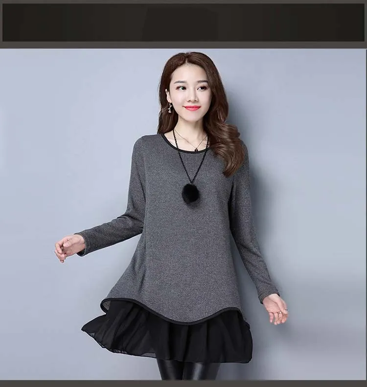 Весенне-осенняя женская футболка, Свободный корейский стиль, женская футболка с круглым вырезом и длинными рукавами, модные повседневные новые женские топы